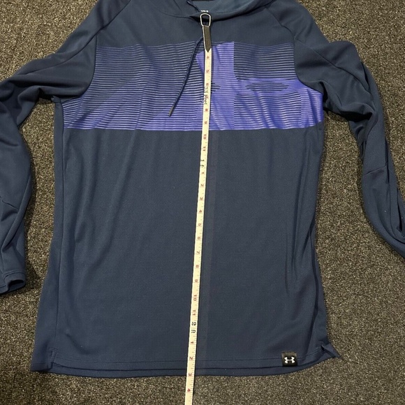 2 Under Armour Men's Hoodie Large Green & Blue Hooded Fitted Long Sleeve Shirt - Picture 11 of 12